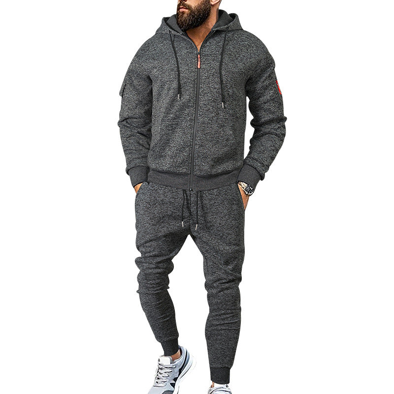 Herren stylischer Freizeitanzug mit Kapuze und praktischen Taschen Drune