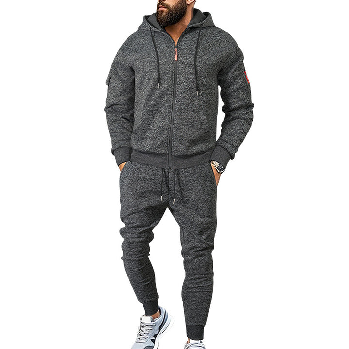 Herren stylischer Freizeitanzug mit Kapuze und praktischen Taschen Drune