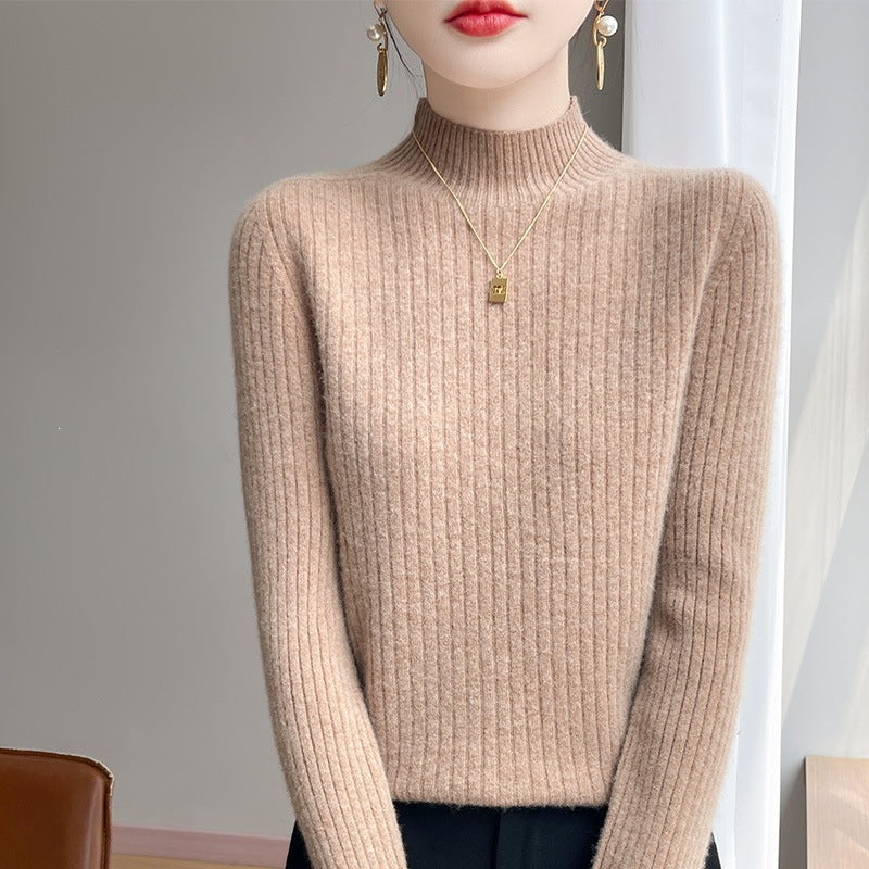 Damen Schmaler Rippenstrick-Mockneck mit extraweicher Kaschmir-Optik Drune