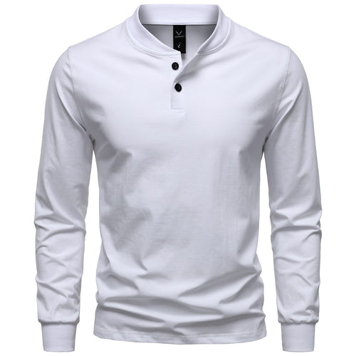 Herren Langarm-Henleyshirt mit Stehkragen und zweifacher Knopfleiste, Slim Fit, Baumwoll-Mix Drune