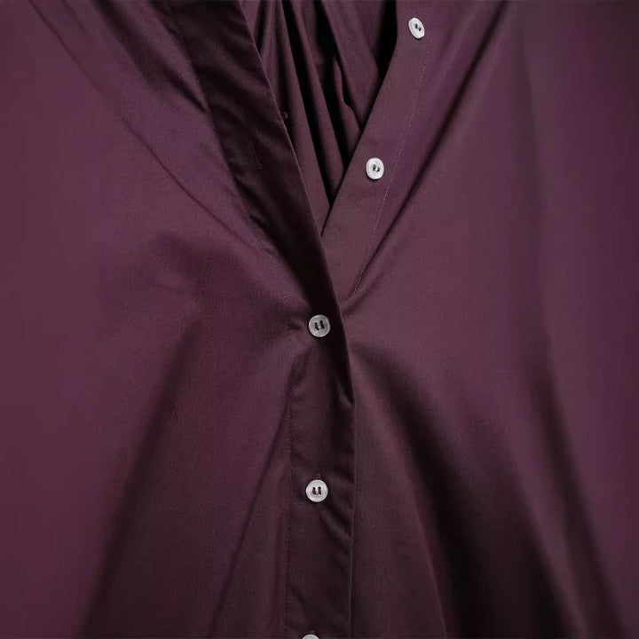 Damen vielseitige Bluse mit lässigem Schnitt und besonderem Falten-Design Drune