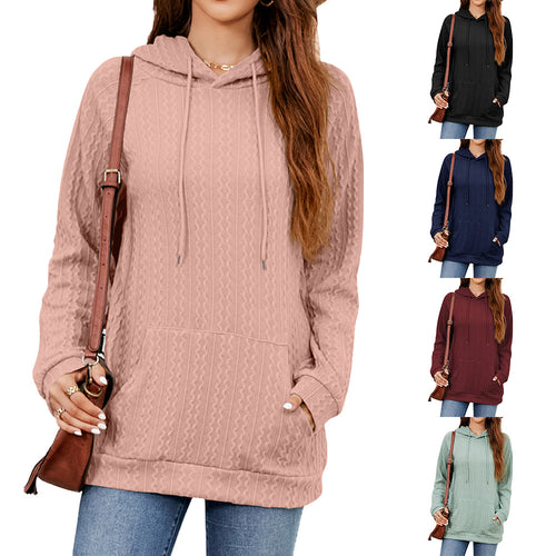 Damen Hoodie mit strukturiertem Muster und praktischer Kängurutasche Drune