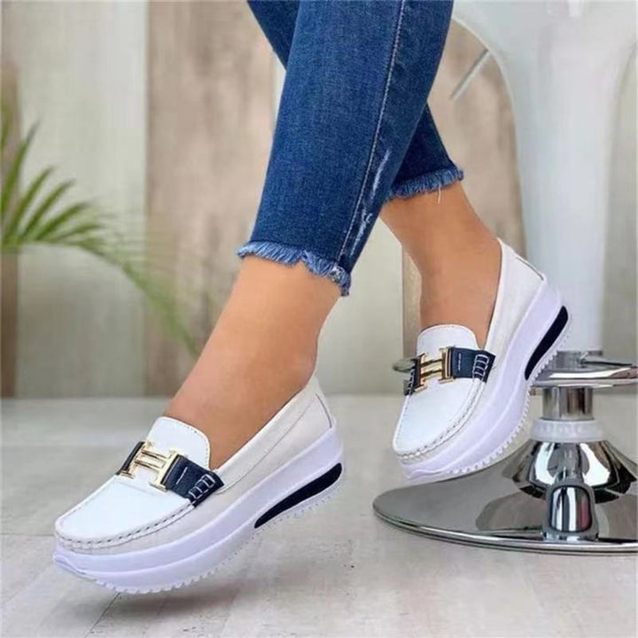 Damen  leichte Plateau-Slipper im Mokassinstil mit luftgepolsterter Gummisohle Drune