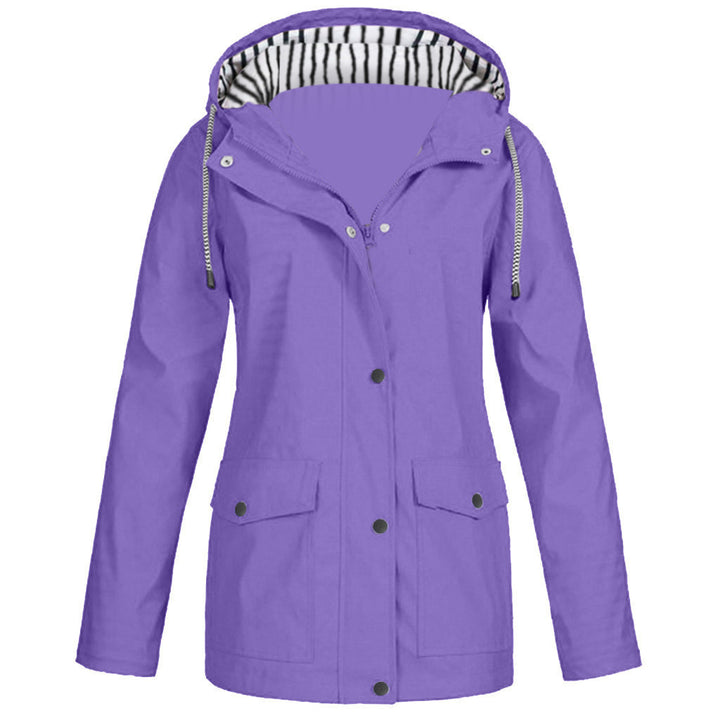 Damen nan wasserdichter Parka mit Kapuze, Kordelzug und aufgesetzten Taschen Drune
