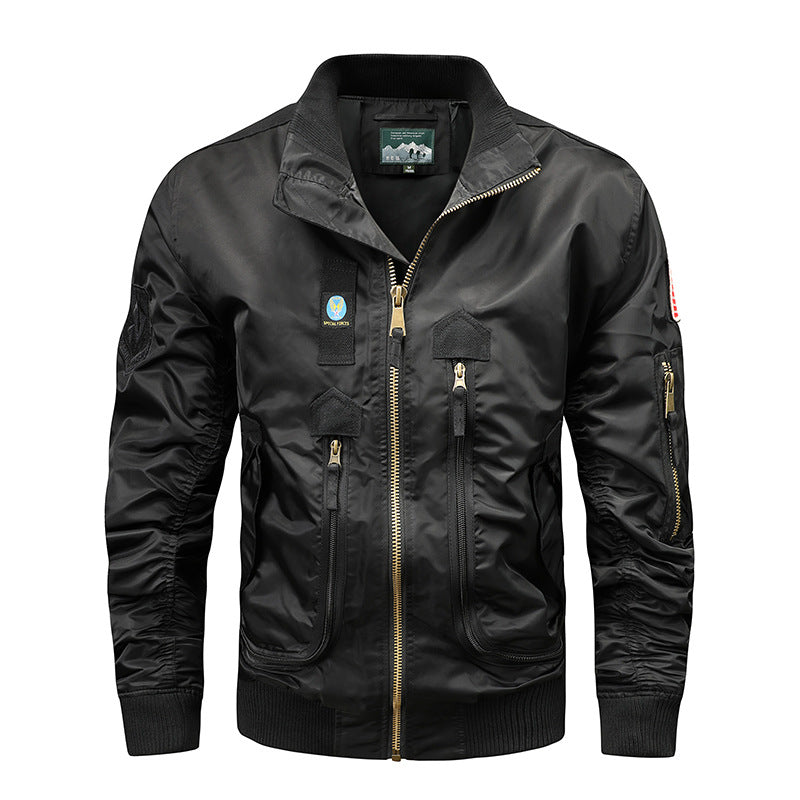 Herren Nylon-Bomberjacke im Fliegerstil mit Utility-Taschen und Ärmel-Fach Drune