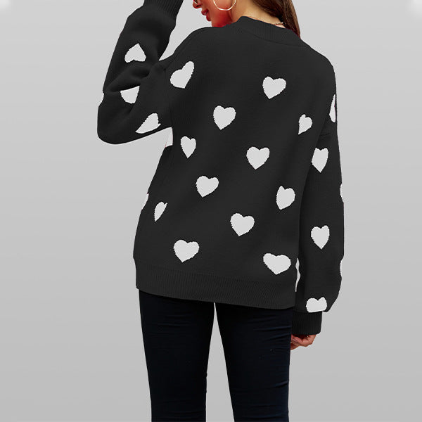 Damen Herzmuster Pullover Drune