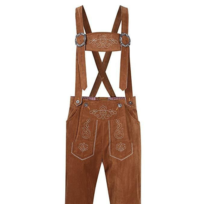 Damen  traditionelle Trachten Latzhose mit bestickten Taschen und verstellbaren Trägern Drune