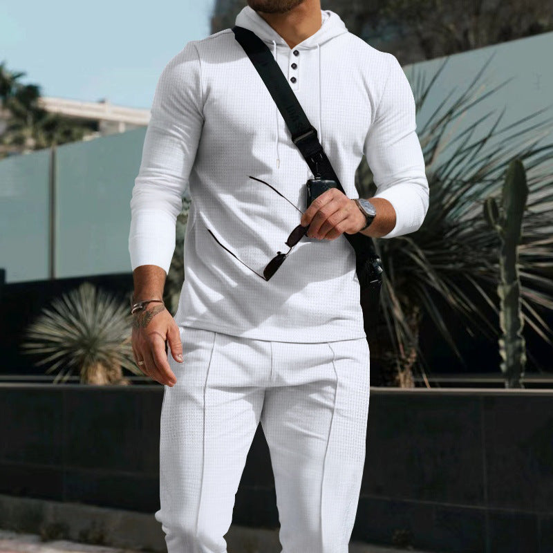 Herren Sportliches Langarmshirt mit Knopfleiste und praktischer Kapuze Drune