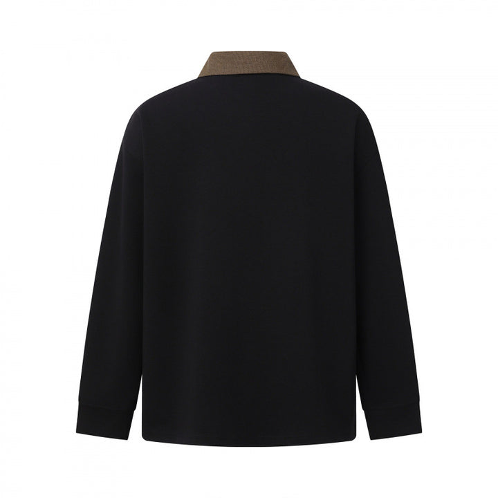 Herren Oversize-Poloshirt im Sweatshirt-Stil mit kontrastierendem Kragen Drune