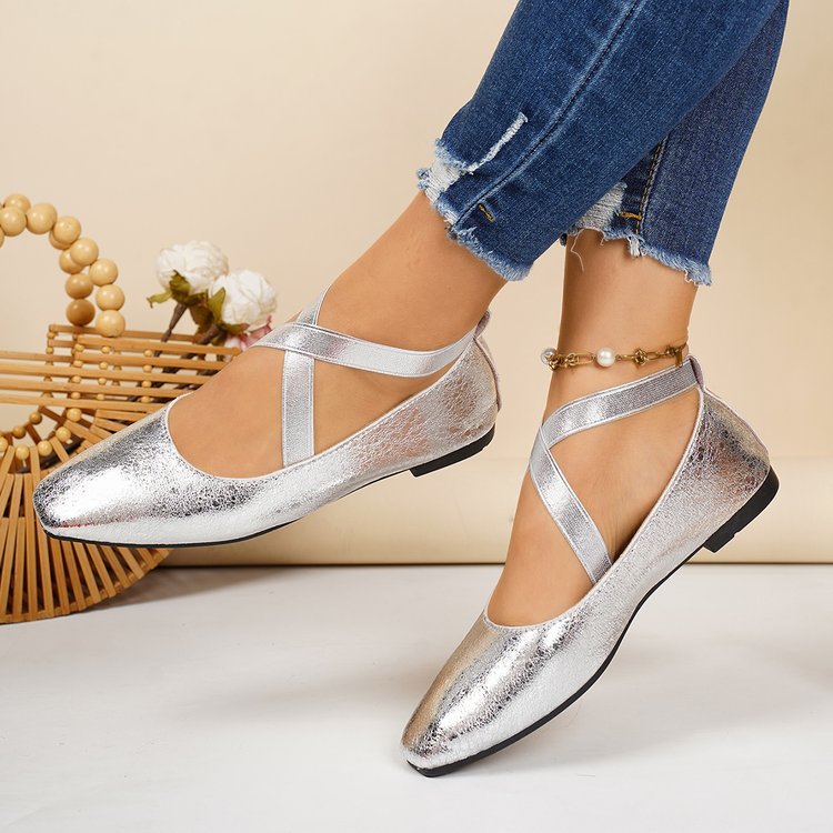 Damen Elegante und bequeme Ballerinas mit überkreuzten Riemen Drune