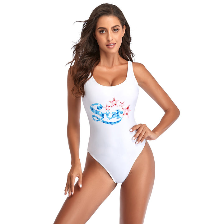 Damen Sportlicher Einteiler Badeanzug mit modischem Sternen-Design Drune