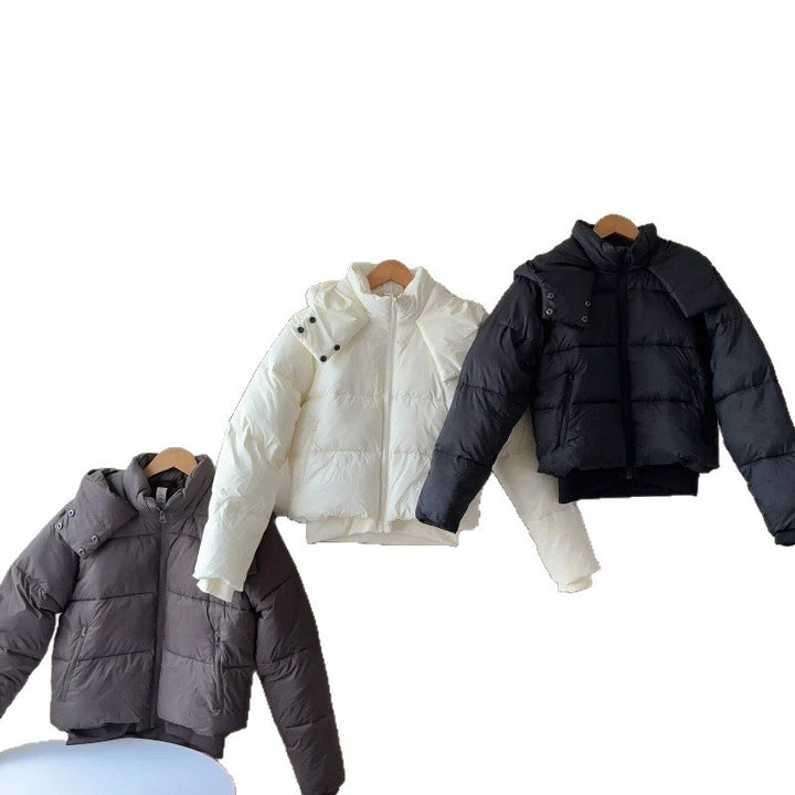 Damen Kurze Stepp-Cropped-Jacke mit breitem Umlegekragen Drune