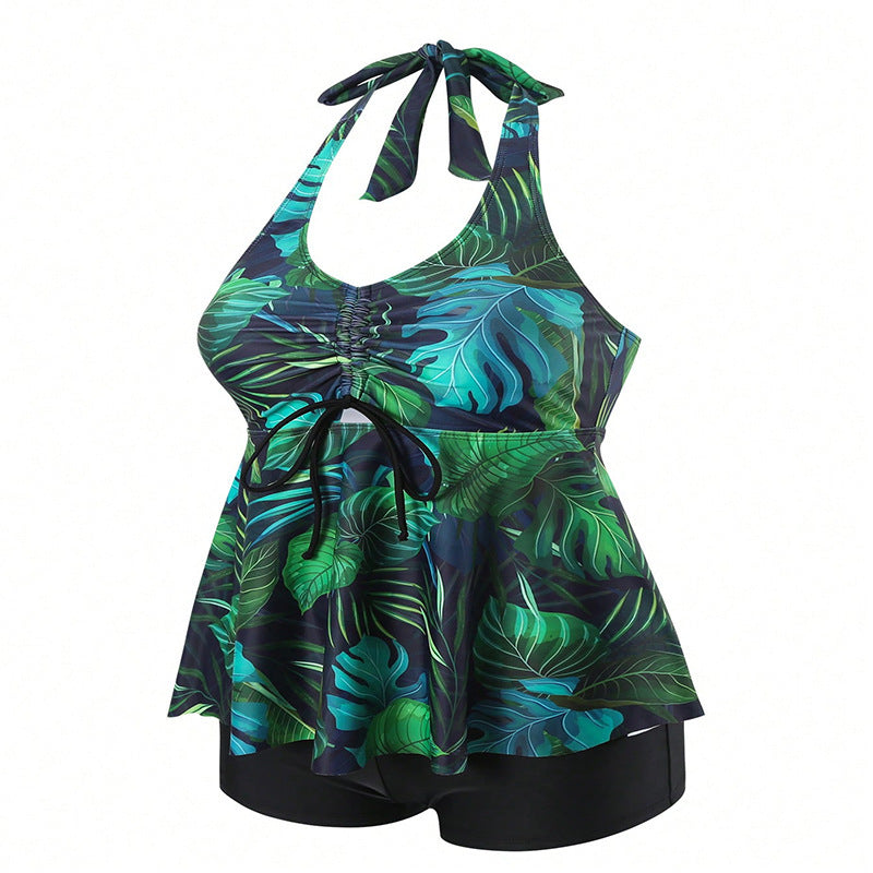 Damen Tankini-Set mit floralem Oberteil und bequemen Shorts Drune