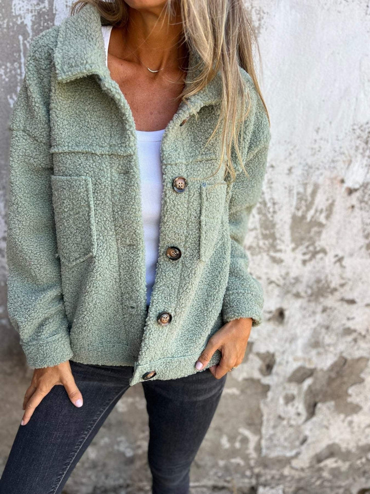 Damen nan kuschelige Teddyjacke im Shacket Stil Drune