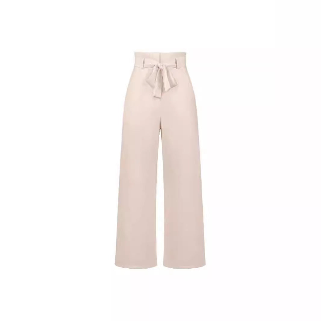 Damen Weit geschnittene Hochbundhose mit Bindegürtel Drune