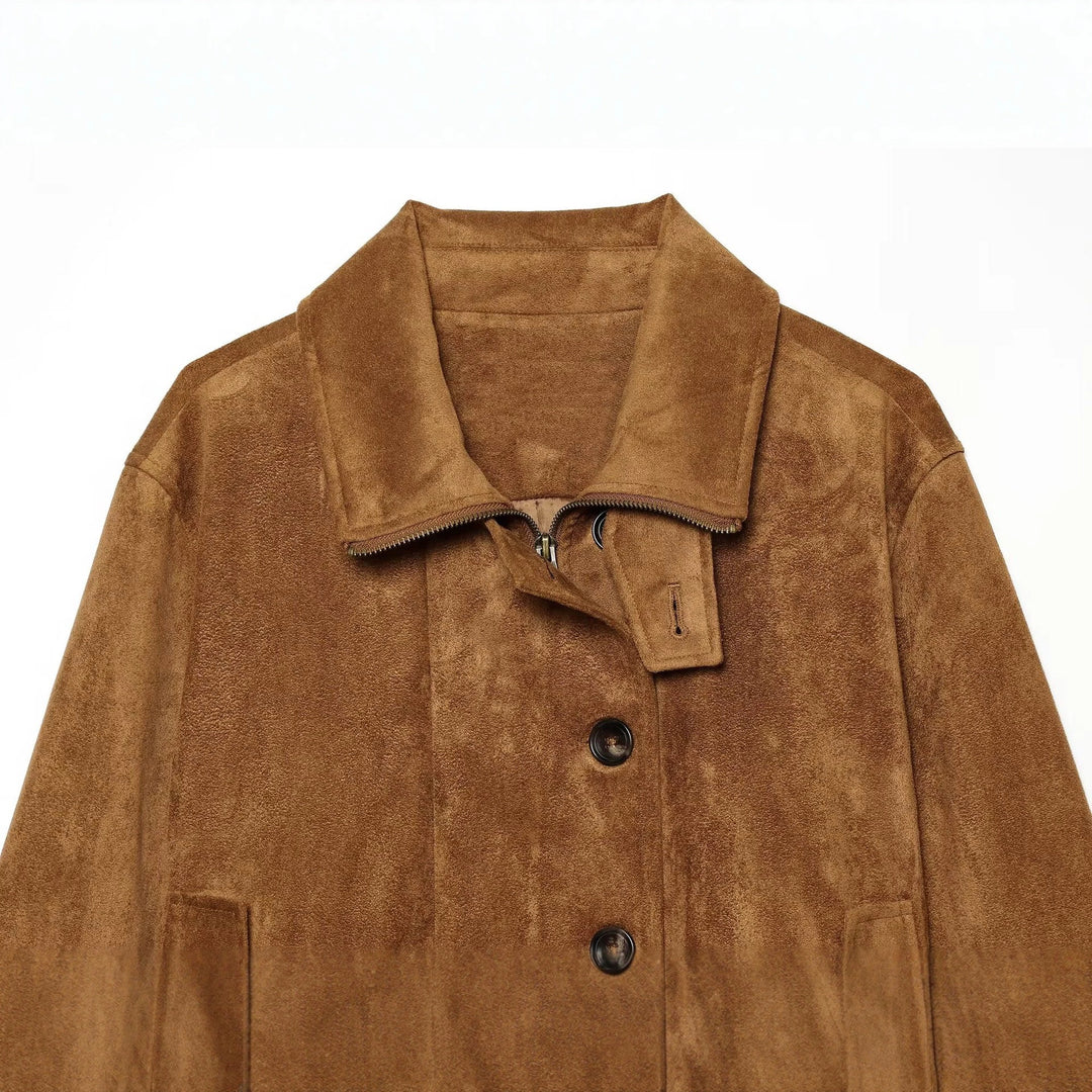 Damen Kurzjacke im Vintage‑Velours‑Stil mit Zierknopfleiste und elastischem Saum Drune