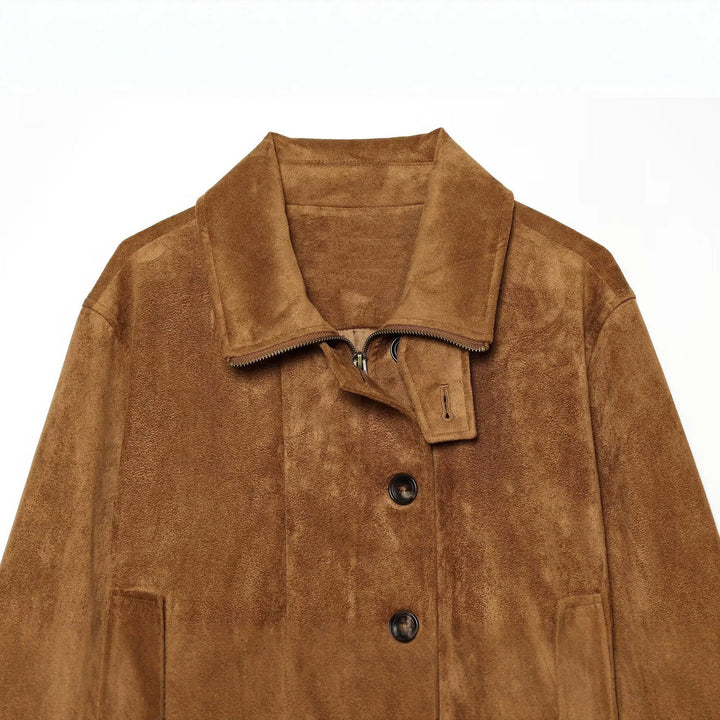 Damen Kurzjacke im Vintage‑Velours‑Stil mit Zierknopfleiste und elastischem Saum Drune