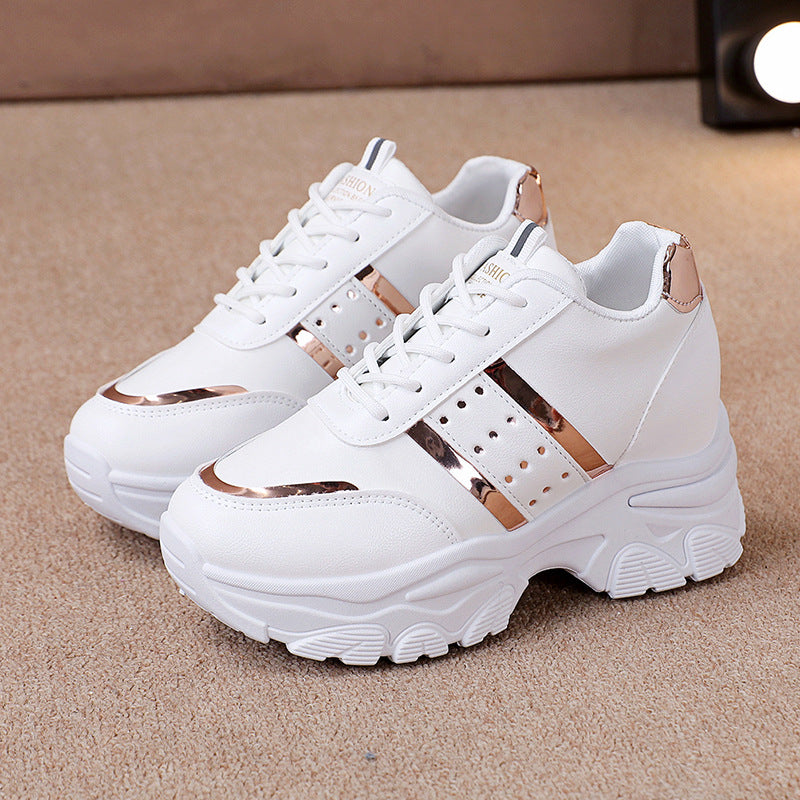 Damen Modische Plateau-Sneaker mit Chunky-Sohle und Metallic-Applikationen Drune