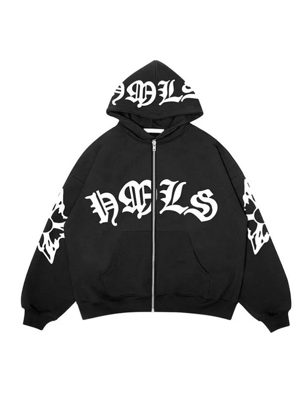 Damen Kapuzenjacke mit auffälligem Schriftzug und praktischen Taschen Drune