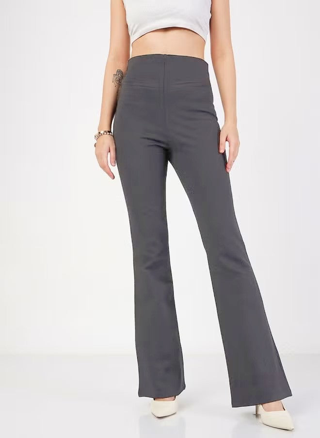 Damen Hochtaillierte Bootcut-Stretchhose mit figurformendem Oberschenkel und weitem Schlag Drune