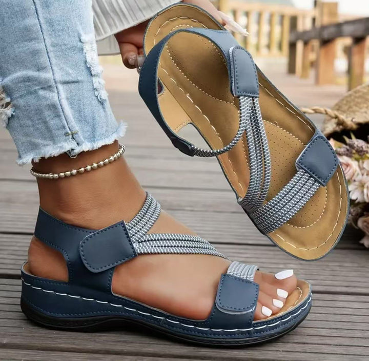Damen Komfortable Sandalen mit verstellbaren Riemen und ergonomischem Fußbett Drune