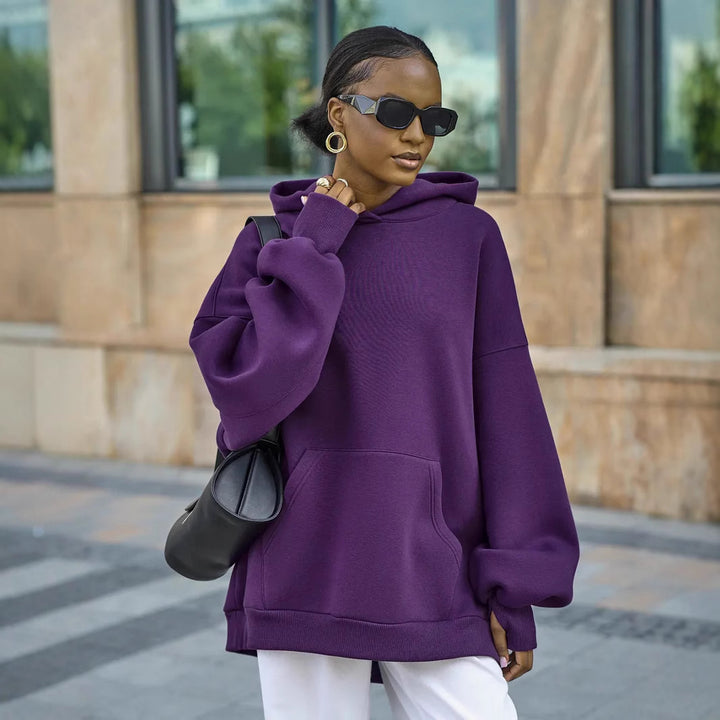 Damen Oversized Kapuzenpullover mit extra weitem Schnitt und Kängurutasche Drune