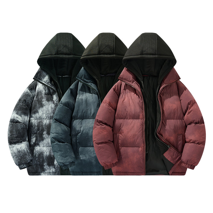 Herren Wattierte Kapuzenjacke mit Samtoptik, hohem Kragen und elastischen Bündchen Drune