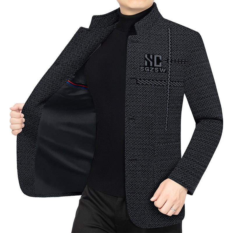 Herren Sakko-Cardigan mit wärmender Teddyfutter und Stehkragen Drune