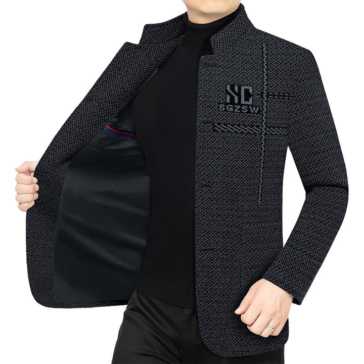 Herren Sakko-Cardigan mit wärmender Teddyfutter und Stehkragen Drune