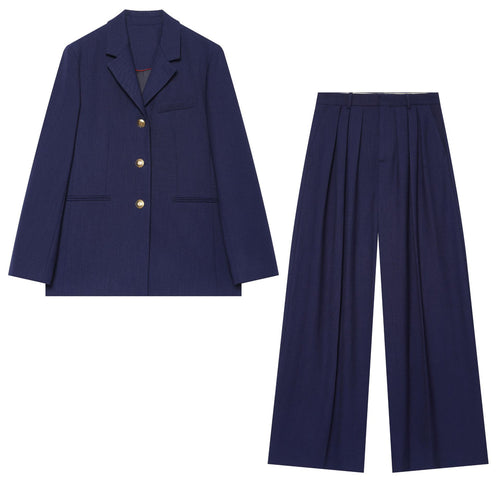 Damen Boxy‑Blazerjacke mit goldfarbenen Zierknöpfen und Leistentaschen Drune