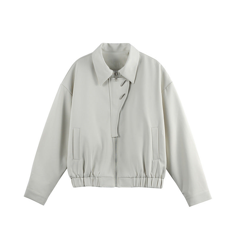 Unisex Leichter Blouson mit Umlegekragen, verdecktem Reißverschluss und elastischem Saum Drune