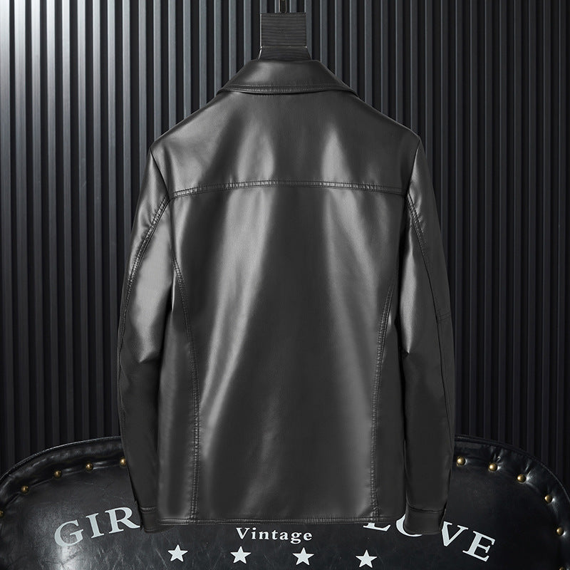 Herren Kunstleder-Fieldjacke mit vier Pattentaschen und Hemdkragen Drune