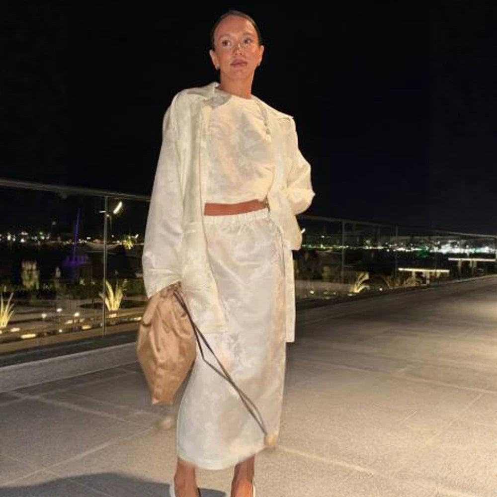 Damen Oversize-Seidenoptik-Blousonmantel mit weitem Revers und kastiger Silhouette Drune