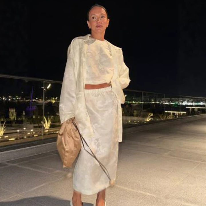 Damen Oversize-Seidenoptik-Blousonmantel mit weitem Revers und kastiger Silhouette Drune