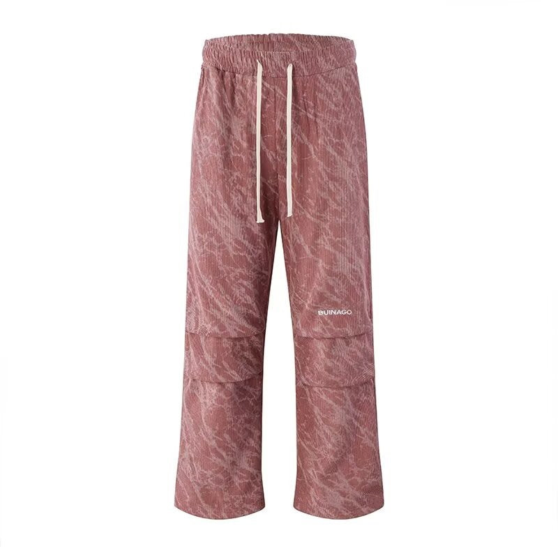 Herren Weite Cargo-Baggy-Hose mit Tunnelzugbund, Pattentaschen & technischem Marble-Print Drune