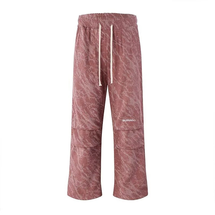 Herren Weite Cargo-Baggy-Hose mit Tunnelzugbund, Pattentaschen & technischem Marble-Print Drune