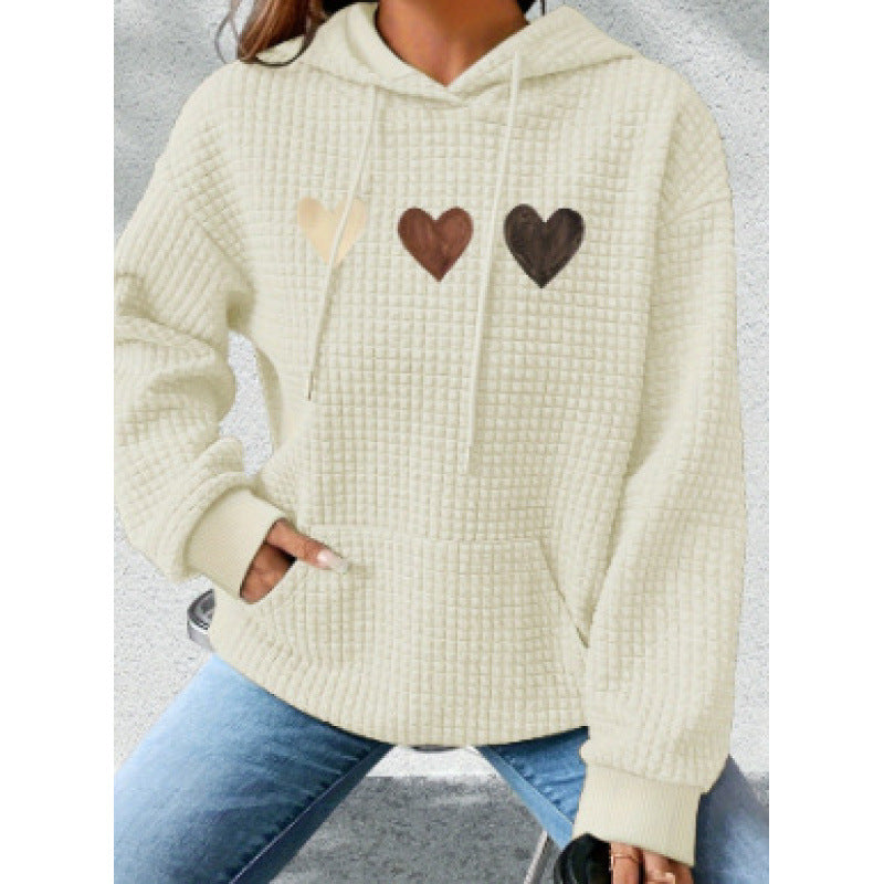 Damen Gemütlicher Kapuzenpullover mit Herzmotiv Drune