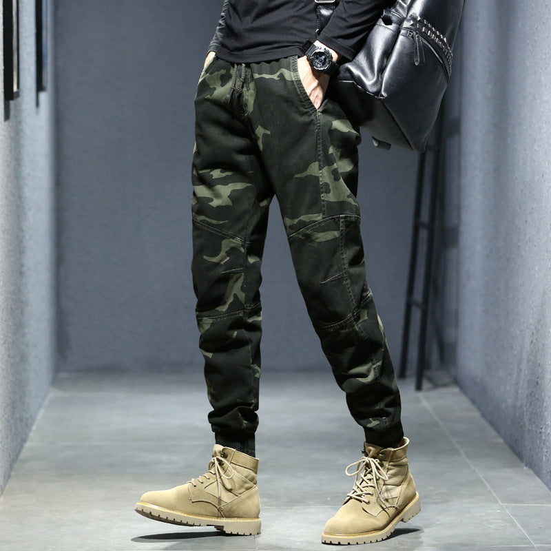 Herren Camouflage-Utility-Joggerhose mit verstärkten Kniepaneelen, verdeckten Reißverschlusstaschen und elastischem Knöchelabschluss Drune
