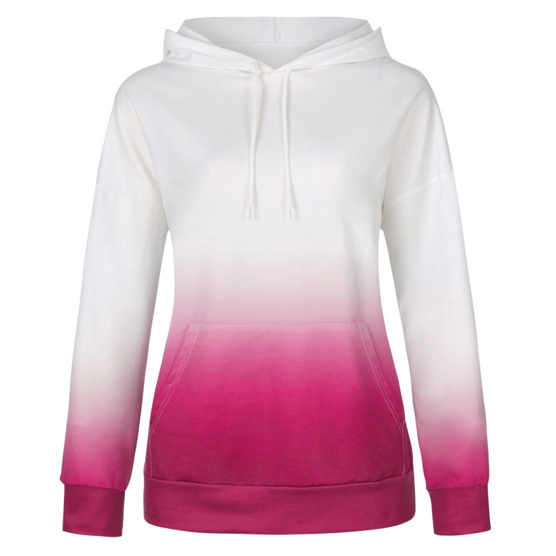 Damen Oversize Kapuzenpullover mit Dip-Dye Farbverlauf und Kängurutasche Drune