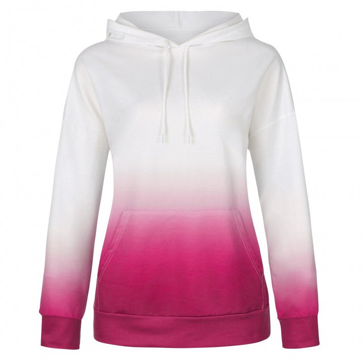 Damen Oversize Kapuzenpullover mit Dip-Dye Farbverlauf und Kängurutasche Drune