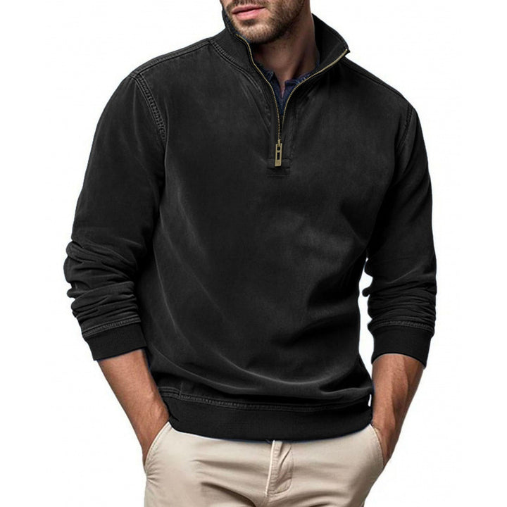 Herren Halbzip Sweatshirt mit Stehkragen und Rippbündchen Drune