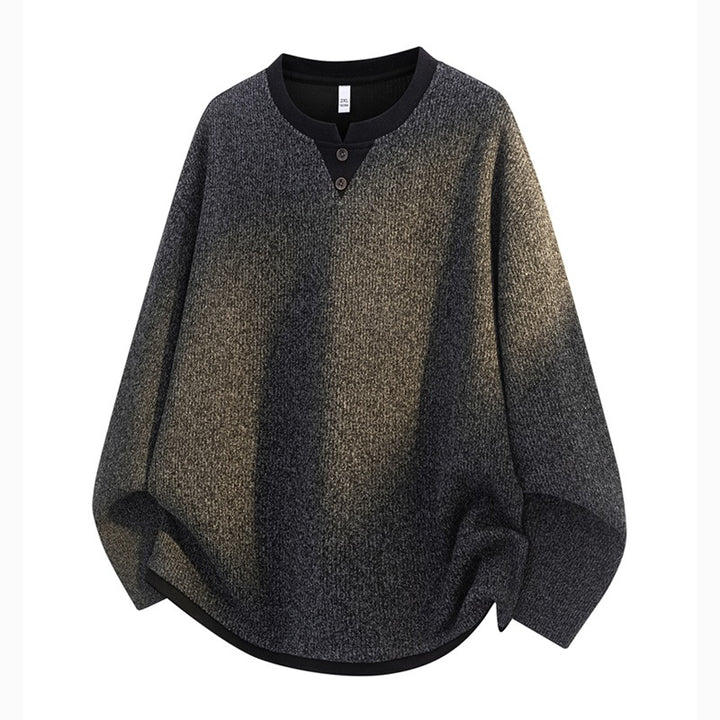Herren Oversize-Henley-Sweatshirt mit Waffelstruktur & Knopfleiste Drune