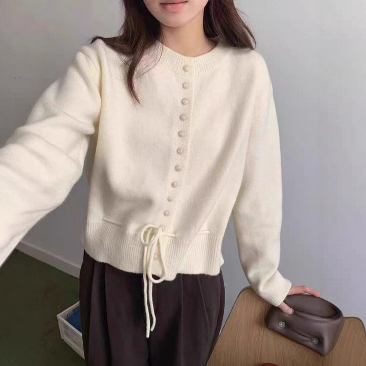 Damen lässige Strickjacke mit Knöpfen Drune