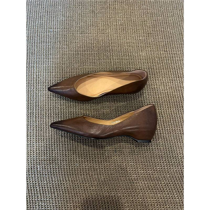 Damen Elegante spitz zulaufende Slipper‑Ballerinas aus softem Glattleder mit minimalem Keilabsatz Drune