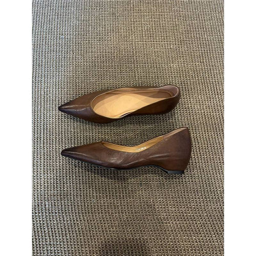 Damen Elegante spitz zulaufende Slipper‑Ballerinas aus softem Glattleder mit minimalem Keilabsatz Drune