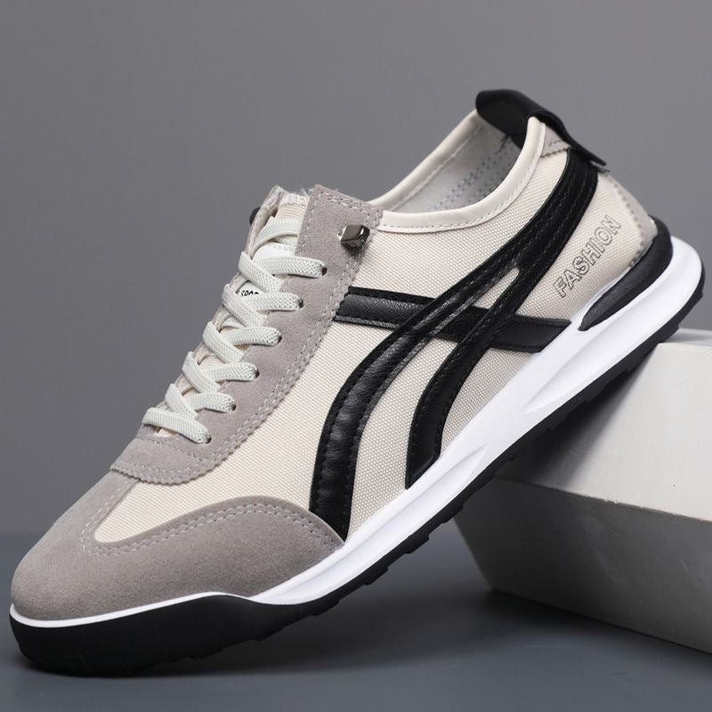 Herren Retro-leichte Low-Top Sneaker mit Canvas-Obermaterial und Wildleder-Overlays Drune