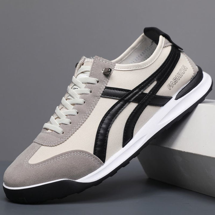 Herren Retro-leichte Low-Top Sneaker mit Canvas-Obermaterial und Wildleder-Overlays Drune