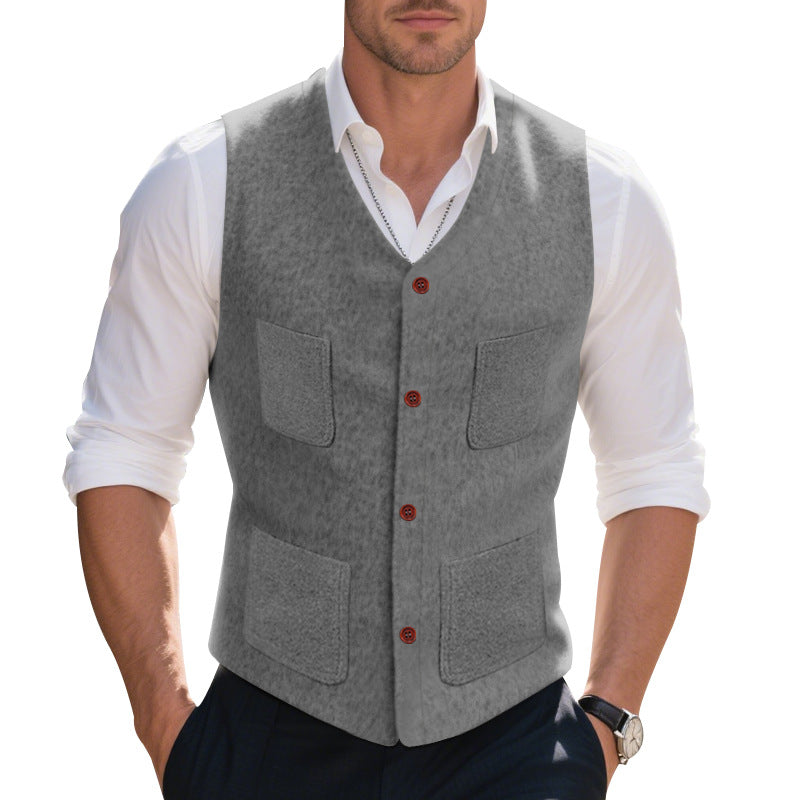 Herren elegante Weste mit praktischen Taschen und modischen Knopfdetails Drune