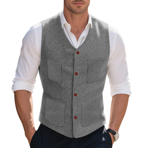 Herren elegante Weste mit praktischen Taschen und modischen Knopfdetails Drune