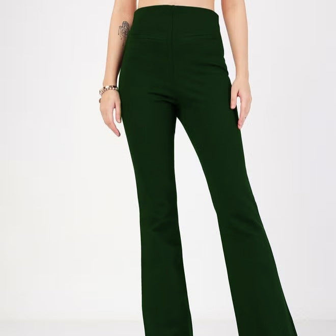 Damen Hochtaillierte Bootcut-Stretchhose mit figurformendem Oberschenkel und weitem Schlag Drune